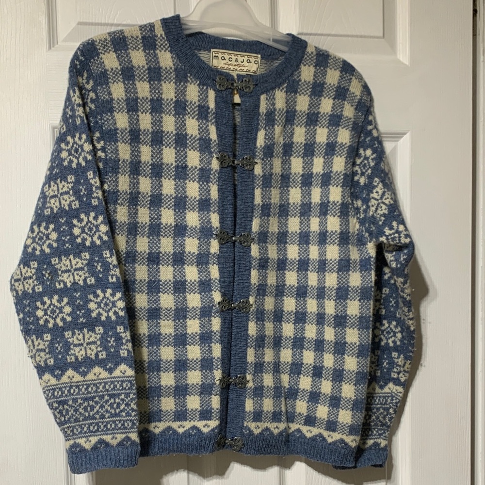 Mackintosh Blue and Cream Knit Cardigan Sweater